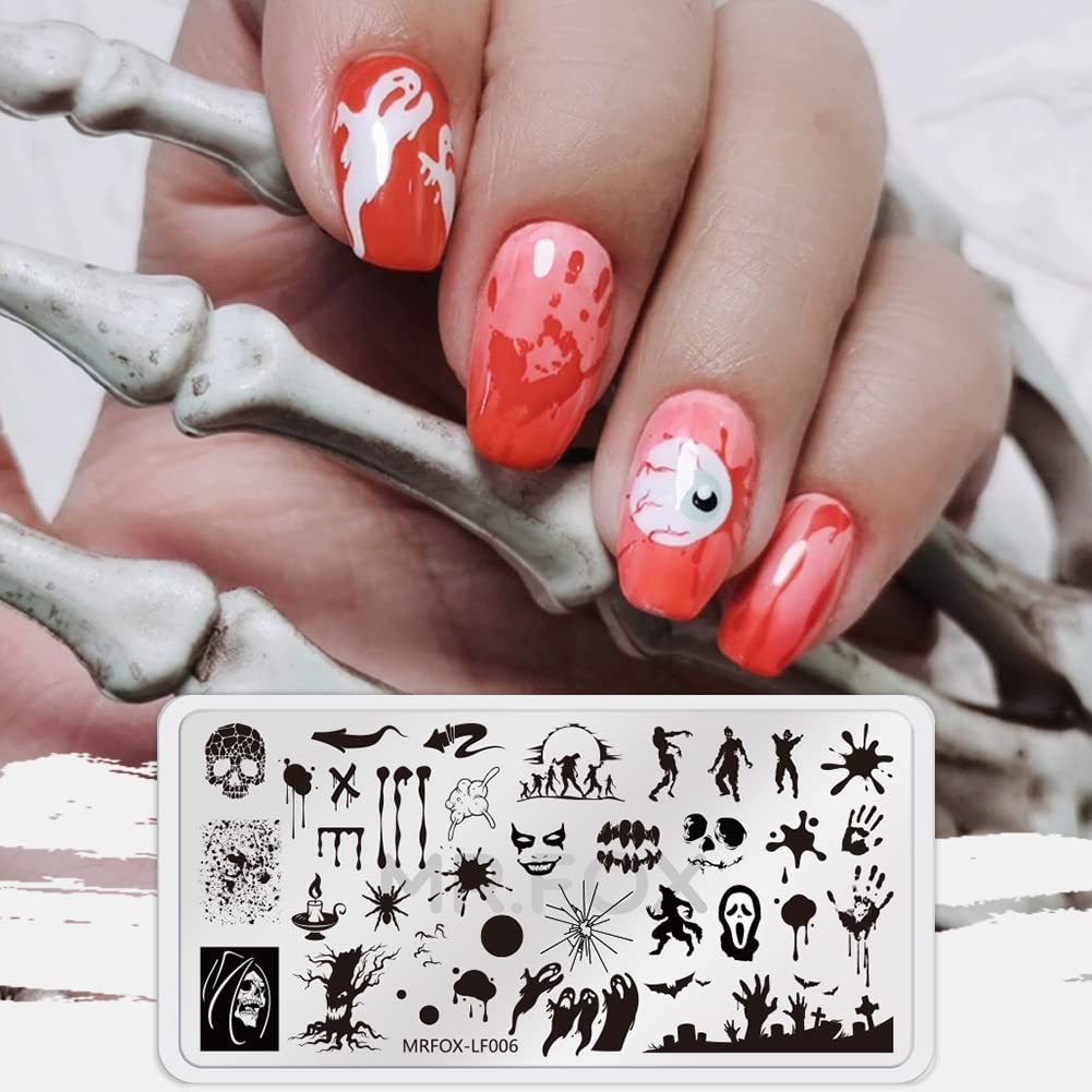 Mr. Fox Nail Printing Board Set Halloween Flame Leopard, Zebra and Snake Motifs Nail Art DIY Stamping Template-BrightBean Baby