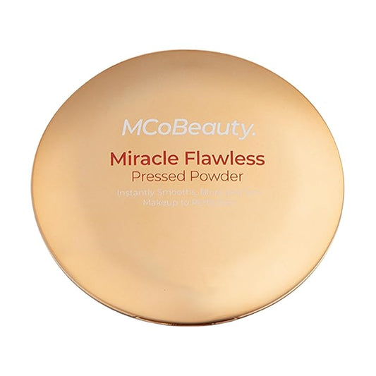 MCoBeauty Miracle Flawless Pressed Powder, Medium Warm Shade, Oil-Control, Soft-Focus Finish with Hydrating Rose Flower Extract & Sweet Almond Oil, Vegan, Cruelty Free Cosmetics-BrightBean Baby