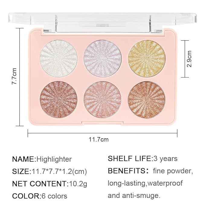 6 Colors Face Highlighter Makeup Palette iluminadores de maquillaje profesional luminizers Cheek Diamond Shimmer Stick Glitter Bronzer and Highlighter Palette makeup illuminators highlighters for face-BrightBean Baby