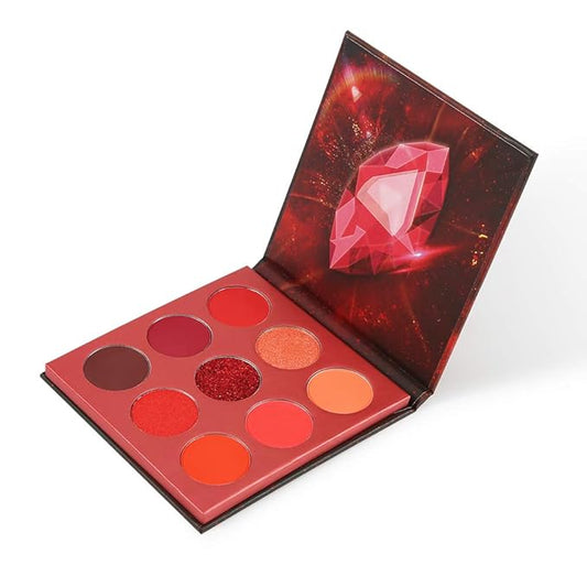docolor Eyeshadow Palette 9Colors Red Eyeshadow Gemstone Shadow Palettes Highly Pigmented Mattes Shimmers Smokey Glitter Cream Colorful Powder Blendable Long Lasting Waterproof Makeup Palette-BrightBean Baby