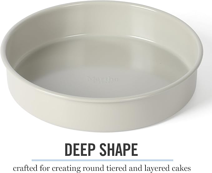 Martha Stewart Gallen 8 Inch Round Nonstick Carbon Steel Cake/Bake Pan - Cool Grey (Pack of 6)