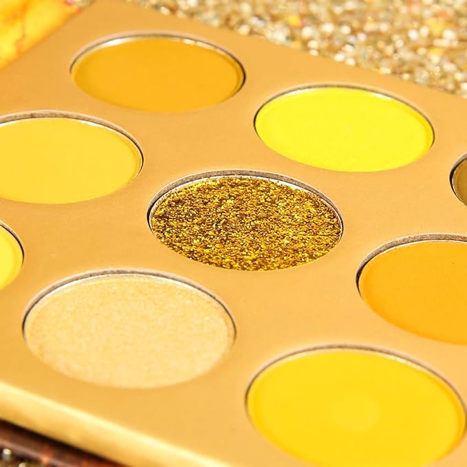 docolor Eyeshadow Palette 9Colors Yellow Eyeshadow Gemstone Shadow Palettes Highly Pigmented Mattes Shimmers Smokey Glitter Cream Colorful Powder Blendable Long Lasting Waterproof Makeup Palette-BrightBean Baby