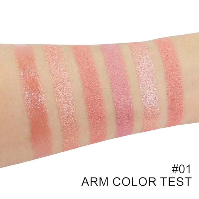 6-in-1 Cream & Powder Makeup Palette – Blush Highlighter & Eyeshadow, Matte & Shimmer Nude Tones, Travel-Friendly Compact for Daily & Travel Use 01-BrightBean Baby