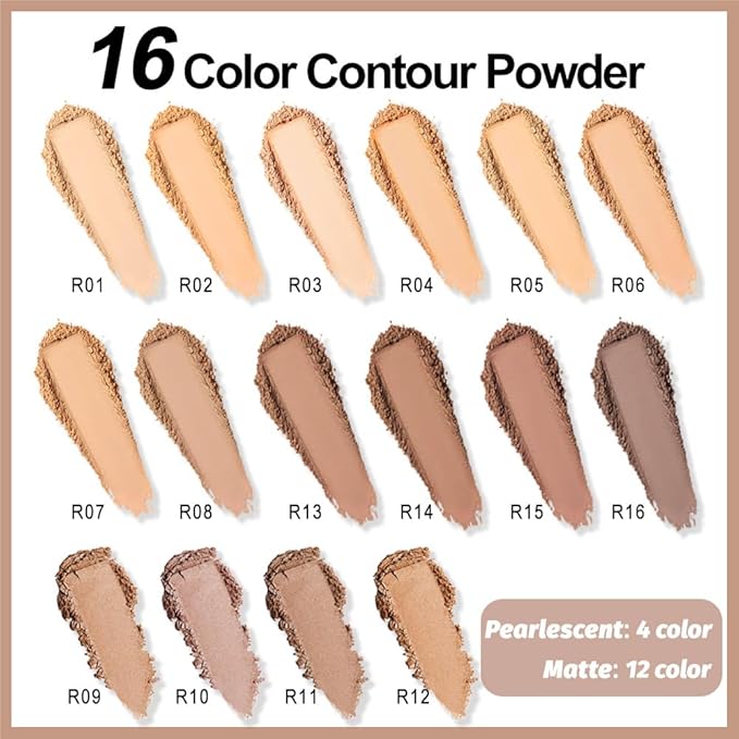 Professional Light Medium Brown Contour Highlight Palette,Multiple Full Coverage Makeup Palet for Correcting, Easy Blending, Long-lasting formula, Sculpt & Highlighting,Matte and Shimmer Finish, 16A-BrightBean Baby