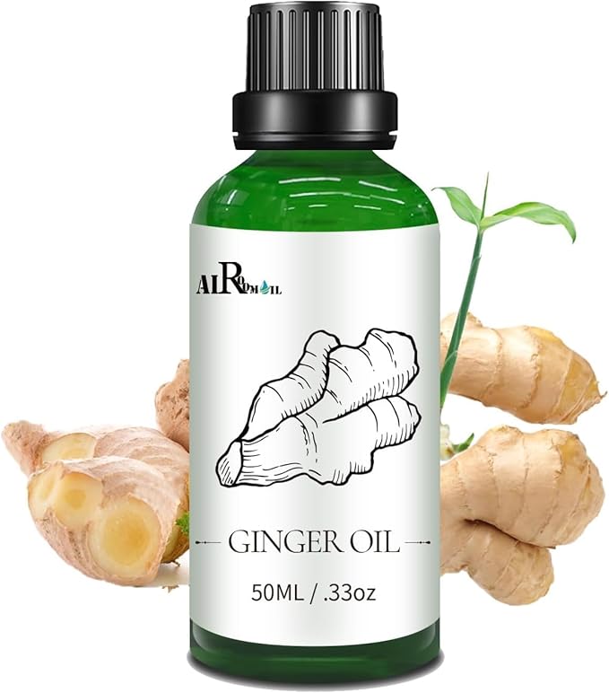 Ginger Essential Oil,Ginger Oil Pure Ginger Massage Oil Ginger Root Oil for Diffuser, Skin, Hair, Massage, Hair, Lymphatic Drainage- 50ml-BrightBean Baby