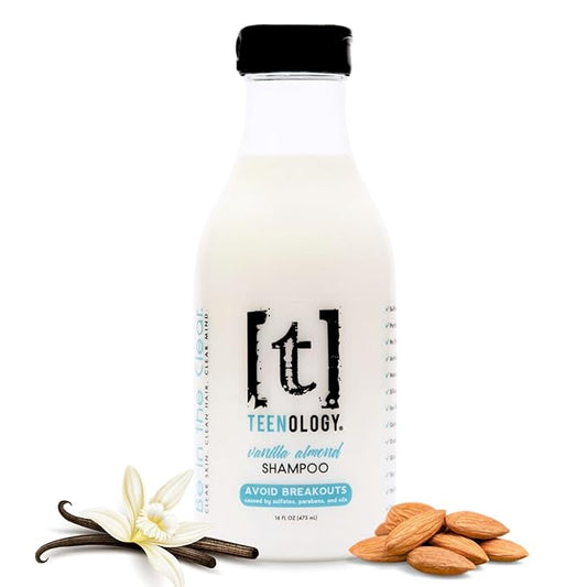 Teenology Shampoo for Teens, For Clear Skin and Healthy Hair, Natural Botanical Extracts, 16 oz. (Vanilla Almond)-BrightBean Baby