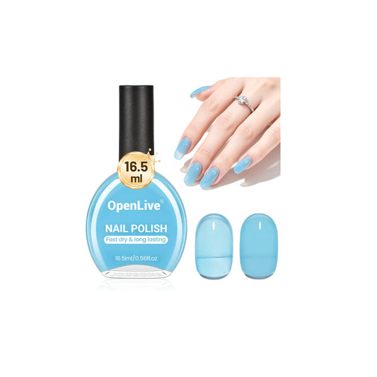 16.5ml Jelly Baby Blue Nail Polish Large Volume Quick Dry Nail Polish, Long Lasting Shine, Fingernail Toenail Nail Art DIY Home Travel Nail Art Gift-BrightBean Baby