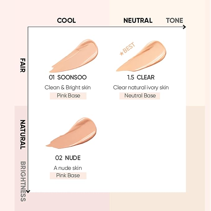 AMUSE Dew Jelly Vegan Cushion Foundation 1.5 CLEAR | dewy, glow, long-lasting, double coverage, clean beauty, lightweight, natural look, foundation for sensitive skin, hydrating cushion-BrightBean Baby