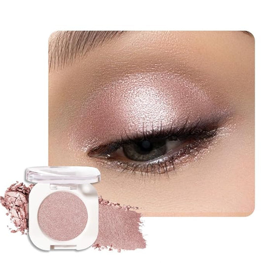 Champagne Shimmer Single Eyeshadow Makeup, Neutral Powde Eye Shadow for Women, Rose Gold Beige Glitter Singles Eyeshadow Palette Pigmented Waterproof, sombras para ojos,Girls Eyeshadows Gift-BrightBean Baby