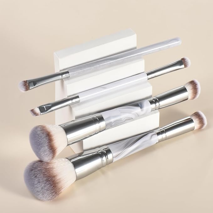 4 pcs makeup brushes, double head makeup brush set, loose powder powder blusher foundation make-up concealer eye shadow eyebrow brush, multi-purpose makeup tools-BrightBean Baby