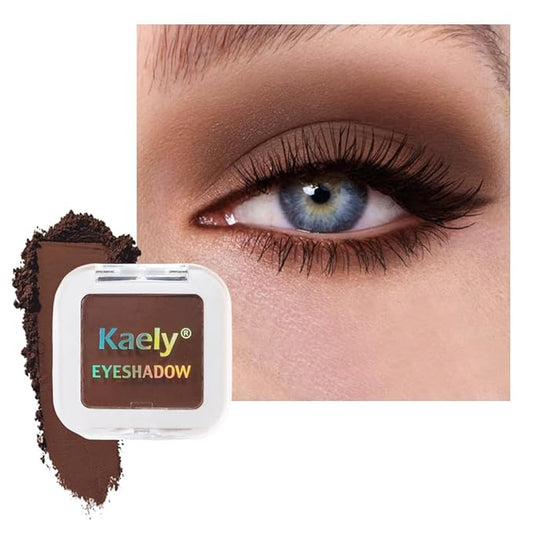 Kaely Pressed Single Eyeshadow Makeup, Coffee Matte Highly Pigmented Monochrome Eye Shadow Palette, Waterproof Neutral Powde Mini Eyeshadow, sombras para ojos, Lightweight Blendable, 09-BrightBean Baby