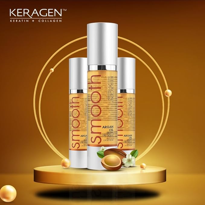 KERAGEN - Nourishing Hair Serum for Dry Damaged Hair - Argan Oil for Hair Treatment - Brilliant Shine, Heat Protection with Paraben, Phthalate and Sulfate Free Formula (1.7 Oz)-BrightBean Baby