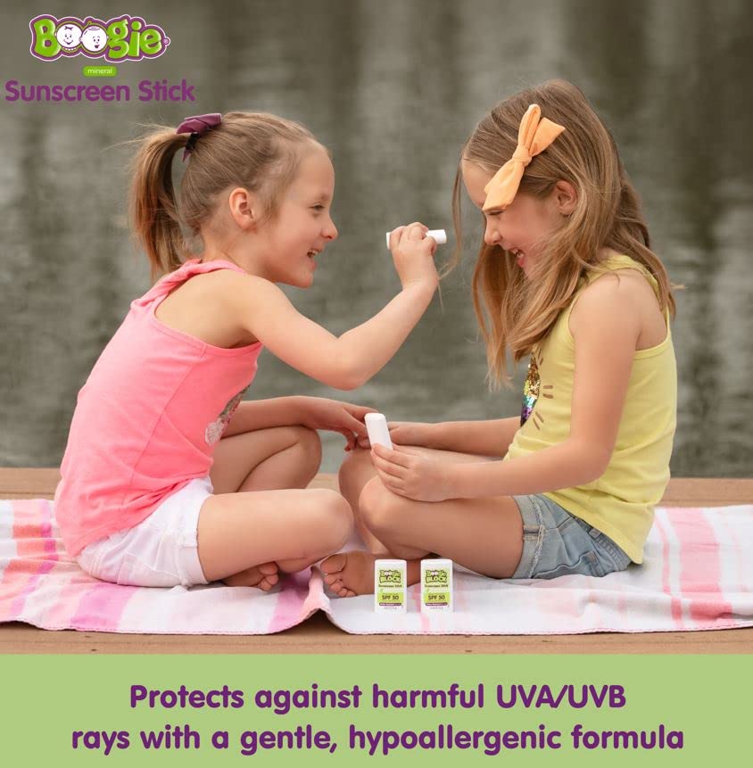 Baby Sunscreen Stick by Boogie Block, Mineral Sunscreen SPF 50, FSA/HSA Eligible, Travel Size Sunblock for Kids, Zinc Oxide, Water Resistant, Vegan, Fragrance Free Pack of 2-BrightBean Baby
