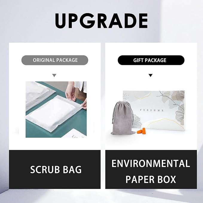 FRESHME Cotton Eye Mask for Sleeping in Gift Box - Soft and Adjustable Extensions Sleep Mask with Earplugs and Pouch for Women and Men, Blackout Cover for Night Travel Relaxation-BrightBean Baby