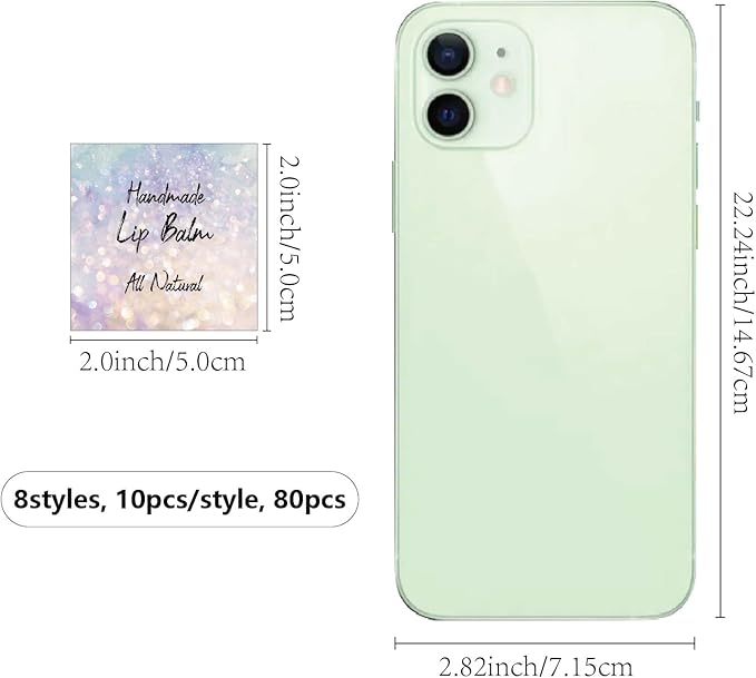 CRASPIRE 80Pcs 8 Styles Lip Balm Sticker Flash Background Self-Adhesive Homemade Lip Balm Labels Vintage Square DIY Label Stickers for Lip Balm Containers Cosmetics Lipsticks-BrightBean Baby