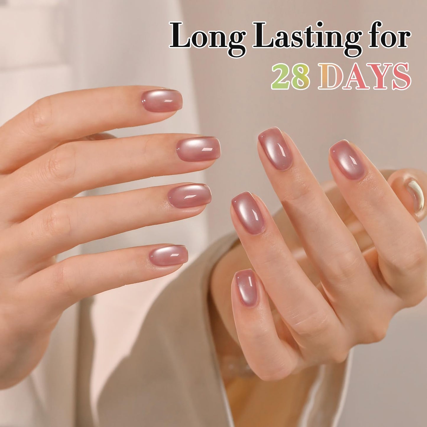 Double Rhythm Jelly Glass Cat Eye Gel Polish with Magnet 15ML Holographic Glitter Shimmer Translucent Sheer Color Magnetic Nail Polish Salon DIY at Home (Jelly Pale Purple-MC1100)-BrightBean Baby