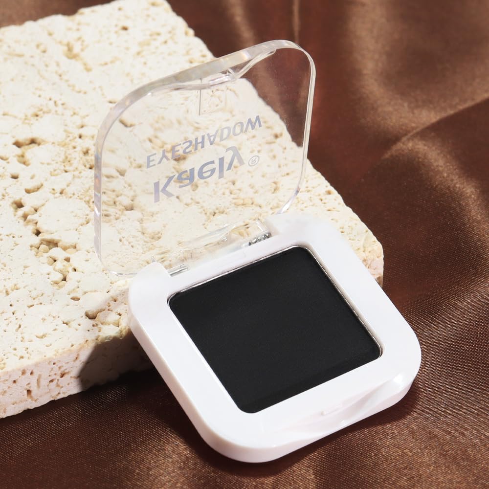 Matte Single Eye Shadow Palette Makeup, Deep Dark Black Monochrome Eyeshadow For Old Women, Mini Single Pressed Pigmented Waterproof Sombras Para Ojos, Vegan, Talc, Paraben&Cruelty Free, 04-BrightBean Baby