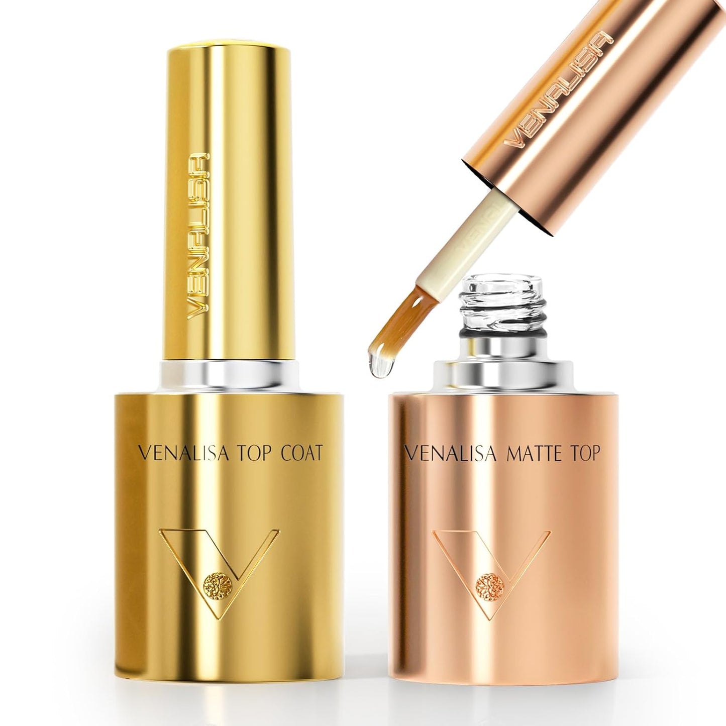 VENALISA 2 Pcs No Wipe Matte Top Coat and Glossy Gel Top Coat Set- High Shiny Long Lasting Clear Gel Nail Polish Kit, Soak Off Nail Art Home and Professional Manicure-BrightBean Baby