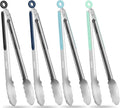 Metal Tongs for Cooking, 12-Inch Stainless Steel Tongs Kitchen Cooking Salad with Silicone Non-Slip Grip, Kitchen Utensils Set for Food, Salad and Outdoor BBQ (Set of 4)