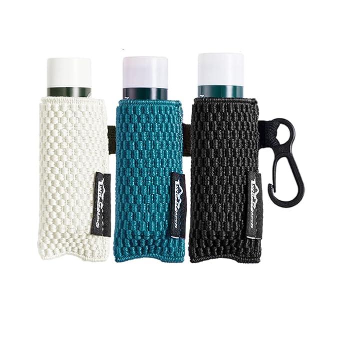 WKieason Lip Balm Holder Sleeve with Keychain Lipstick Sleeve Holder Tight-knit Elastic Holder (Black/blue/beige)-BrightBean Baby