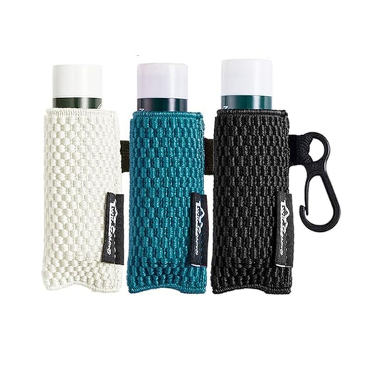 WKieason Lip Balm Holder Sleeve with Keychain Lipstick Sleeve Holder Tight-knit Elastic Holder (Black/blue/beige)-BrightBean Baby