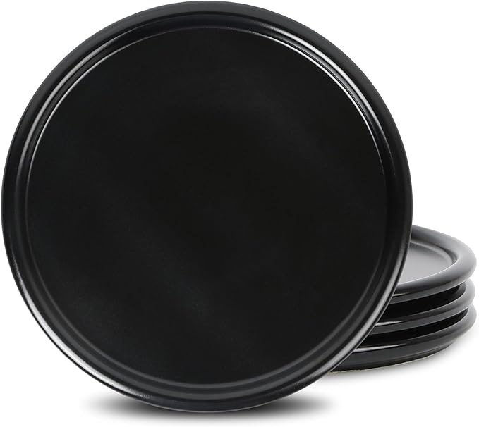 Stone Lain Eden 4-Piece Salad Plate Set Stoneware, Black