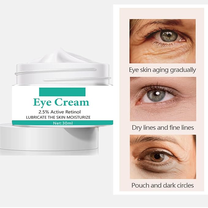Eye Cream with 2.5% Active Retinol Anti Puffiness Caffeine Under Eye Cream Collagen Deep Moisturizing Anti Wrinkle Reduce Fine Lines Improve Dark Circles Anti Aging-BrightBean Baby