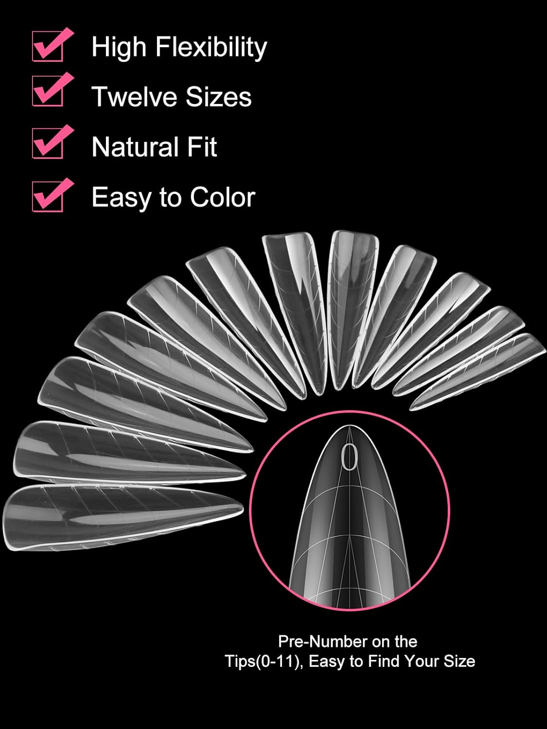 Nail Dual Forms for Poly Nail Gel EBANKU 120Pcs Stiletto Extension Gel Nail Molds Clear Acrylic Nail Tips, Full Cover Reusable Nail Forms for Builder Nail Gel Nail Art Design Salon&DIY-BrightBean Baby