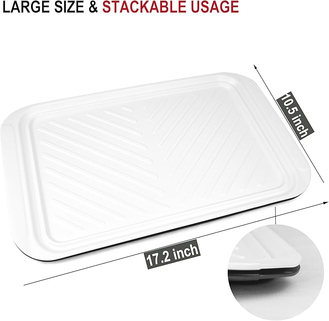 Grilling Prep and Serve Trays, BBQ Tray for Raw and Cooked Food, Melamine Serving Platter for Food, Set of 2, Black and White, Napkin and Cleaning Clothes Included