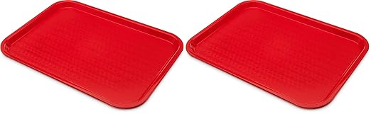 Carlisle FoodService Products CT121605 Café Standard Cafeteria/Fast Food Tray, 12" x 16", Red (Pack of 2)