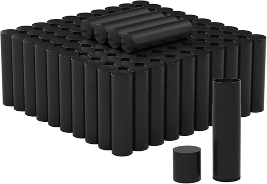 Empty Lip Balm Tubes for DIY Lipstick with Leak-proof Caps, 100-Pack Lip Balm Containers BPA Free, Black-BrightBean Baby