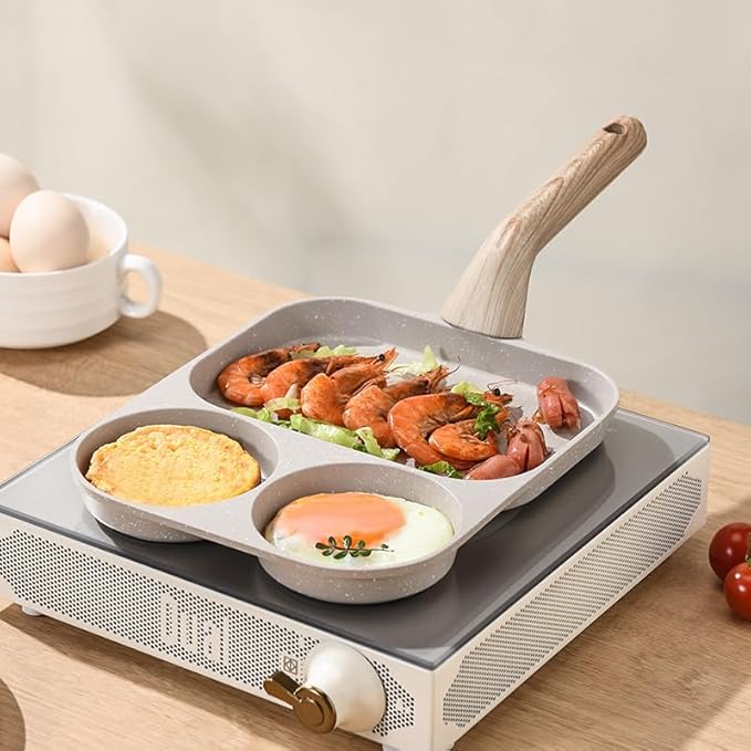 CLANK 3-in-1 Nonstick Egg Frying Pan - Multi-Section Breakfast Pan