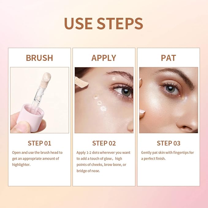 Liquid Highlighter Natural Glow For Face & Body, Waterproof Moisturizing Light Liquid Luminizer For Long Lasting Shimmer, Contour Highlighter Stick Easy to Apply with Cushion Applicator-BrightBean Baby