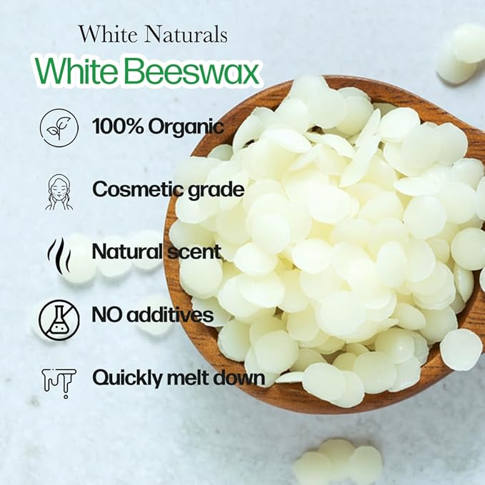 White Beeswax Pellets 1 lb (16 oz), Pure, Natural, Cosmetic Grade, Bees Wax Pastilles, Triple Filtered, Great For DIY Lip Balms, Lotions, Candles-BrightBean Baby
