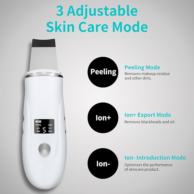 Skin Scrubber Face Spatula - 4-in-1 Deep Cleansing Tool for Pore Extraction, Fast Charging Dock Blackhead Remover Face Spatula for Facial Skincare Women Gift (White)-BrightBean Baby