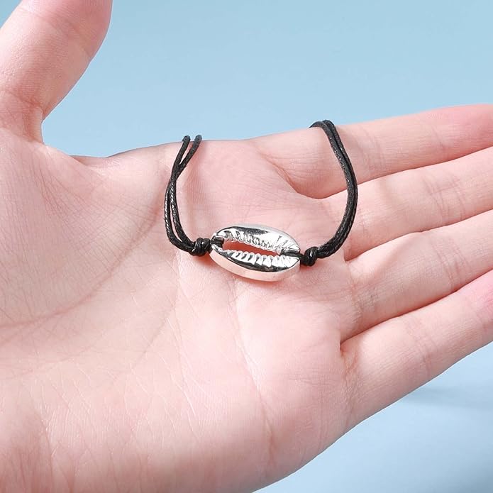 Boho Layered Suede Choker Necklace Black Leather Shell Necklace Silver Sea Shell Necklace Short Minimalist Collar Necklace Chain Jewelry for Women Beach Lover Gifts-BrightBean Baby