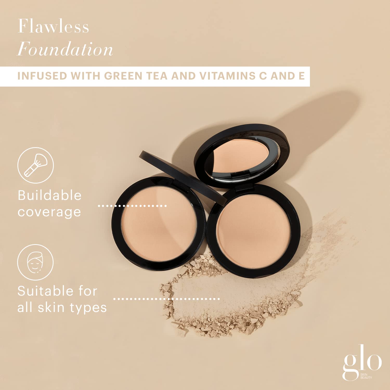 Glo Skin Beauty Pressed Base Powder Foundation Makeup (Honey Light) - Flawless Coverage for a Radiant Natural, Second-Skin Finish-BrightBean Baby