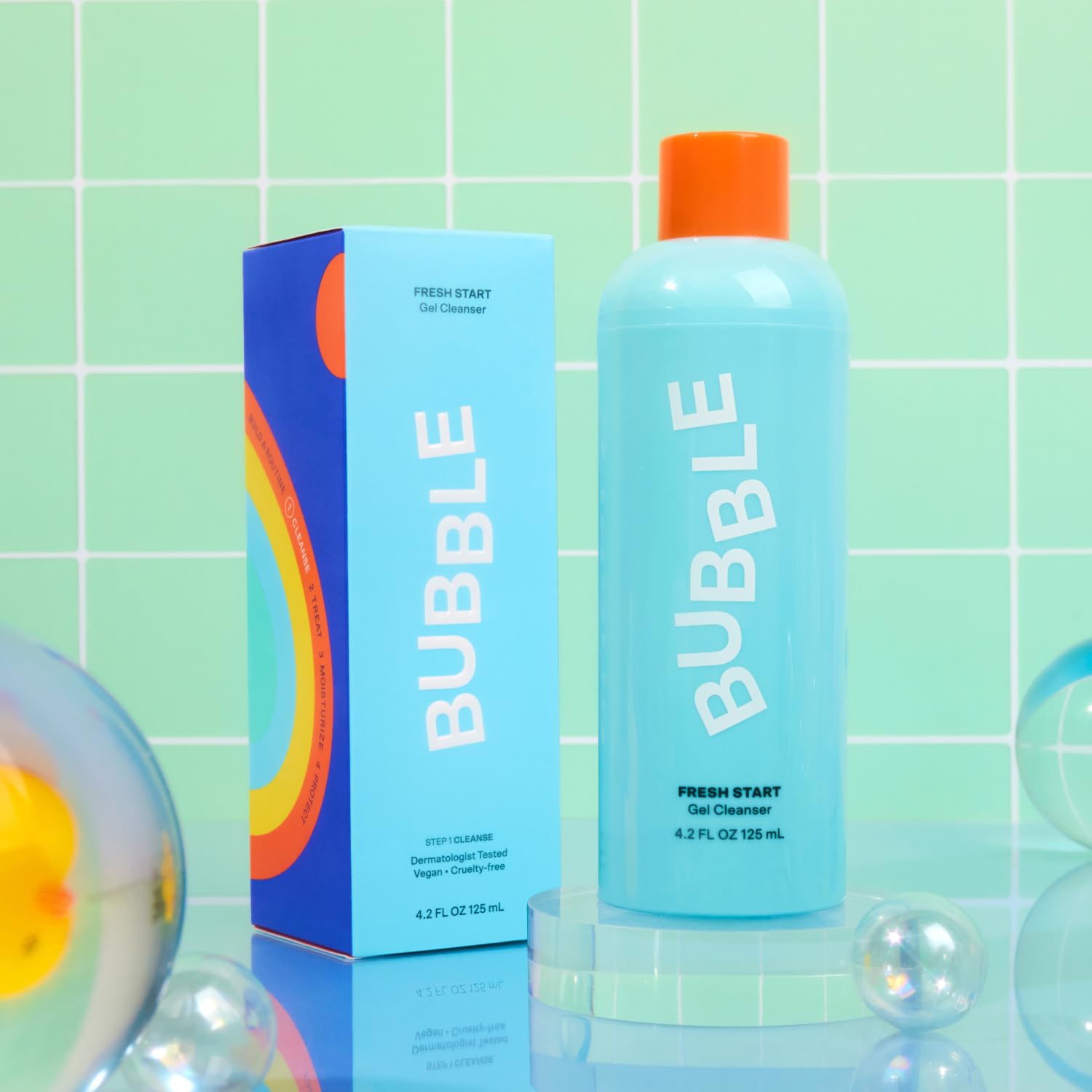 Bubble Skincare Fresh Start Gel Face Wash - Gentle PHA Exfoliating Facial Cleanser to Reduce Oil + De-Clog Pores - Daily Face Cleanser with Aloe Vera to Soothe Sensitive Skin - Vegan Skin Care (125ml)-BrightBean Baby