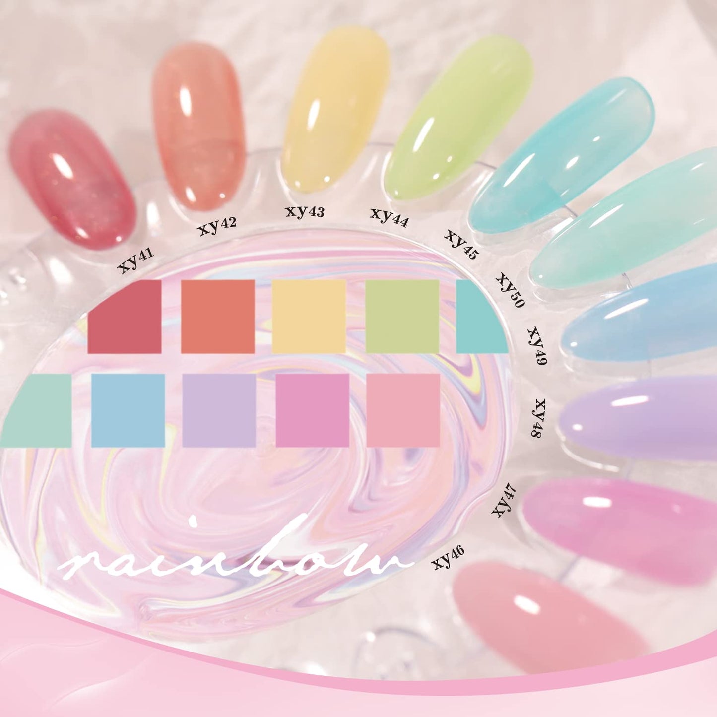 Jelly-Pastel Gel Nail Polish Set - 10 Pcs Pink Nude Gel Polish Set with Summer Yellow Blue Colors - DIY Soak Off Nail Lamp - Easter Decoration Gifts for Women - Manicure Kit-BrightBean Baby