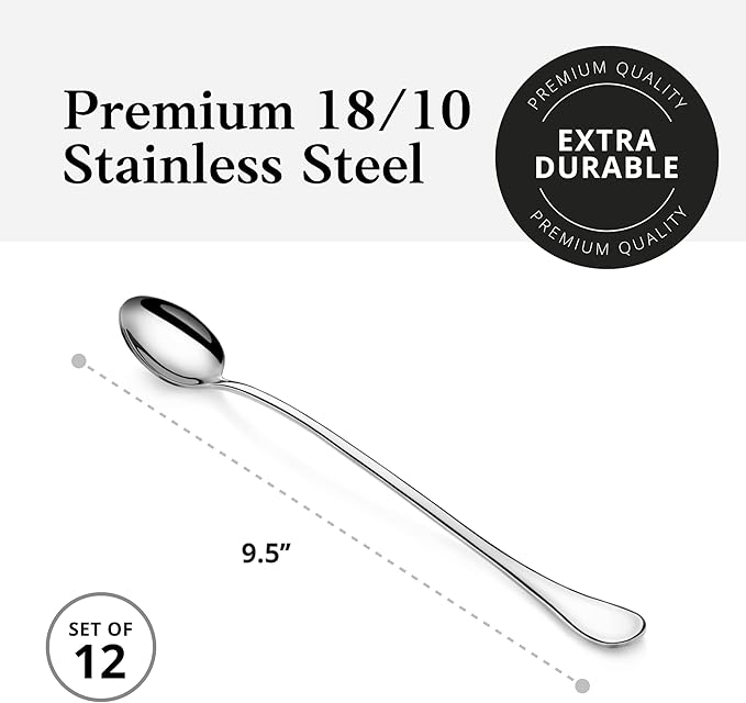 Artaste Rain 18/10 Stainless Steel (Silver (Set of 6), Iced Tea Spoons (9.5-Inch))