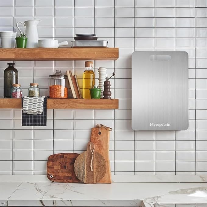 Katuchef Titanium Cutting Board, Siraat 100% Pure Apex Titanium Cutting Boards for Kitchen, Double Sided Non Toxic Celuxer Board for Cutting Meat Vegetable Fruit,Easy to clean(S+L+XXL）