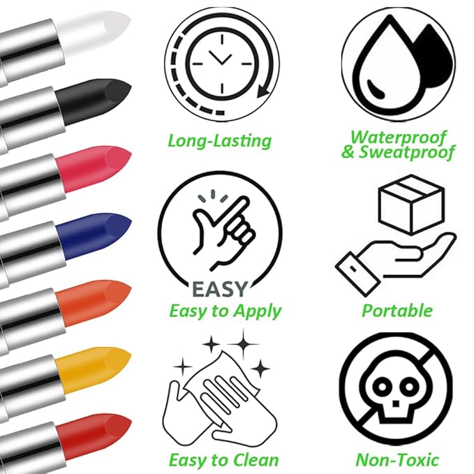 Mysense Face Body Paint Stick Set, Eye Black Stick for Football Baseball Softball Lacrosse, St Patricks Day Accessories, Body Paint for Halloween Cosplay Grinch Costume Makeup (Dark Green+Yellow)-BrightBean Baby