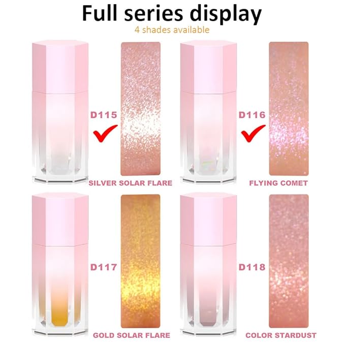evpct Light Liquid Face Highlighter Makeup Waterproof Long Lasting Pearl White & Mermaid Pink Glimmer Glow Sparkly Glitter Body Shimmer Oil Luminizer Stick Highlight Illuminator for Face Cheek Eyes-BrightBean Baby