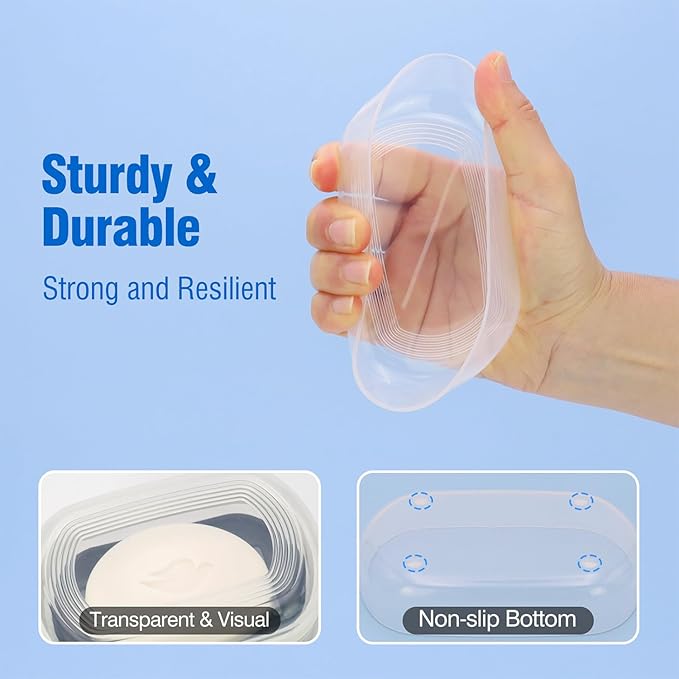 Soap Box, Travel Soap Container, Bar Soap Case with Removable Draining Layer - Clear Style A-BrightBean Baby