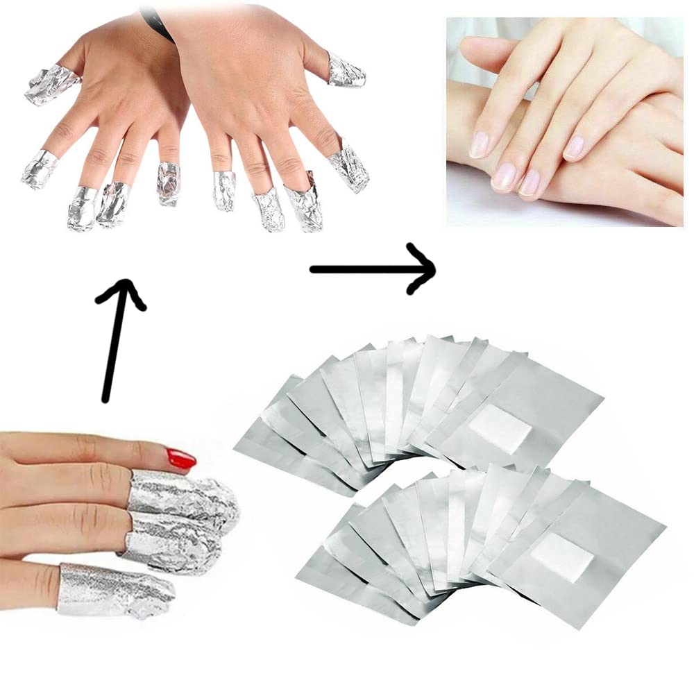 400Pcs Nail Polish Remover Gel Nail Foil Wraps Aluminium Soak Off Foils Cotton Pads Gel Nail Polish Wraps Removal Tool Finger Nail Polish Remover with Lint-Free Lager Cotton Pad-BrightBean Baby