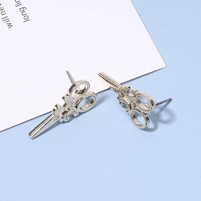 Punk Scissors Stud Earrings Gold Barber Earrings Minimalist Petite Earrings Personalized Earrings for Women and Girls Hair Stylist Gifts-BrightBean Baby