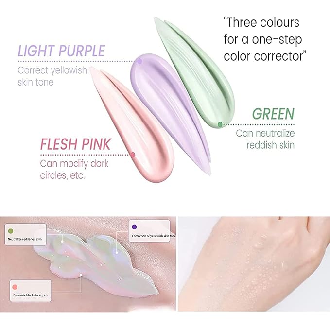 2Pcs Pore Primer,Skin Tone Correcting Facial Serum,One Step Face Makeup Primer,Isolation Cream Invisible Pore,Cover Acne Marks,Oil Control Moisturizing Essence Concealer Foundation-BrightBean Baby