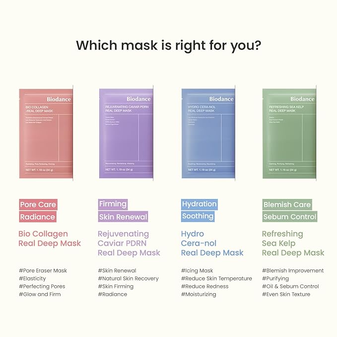 BIODANCE Bio-Collagen Real Deep Mask, Hydrating Overnight Hydrogel Mask, Pore Minimizing, Elasticity Improvement, Korean Skincare | 1.19oz(34g) x 4ea-BrightBean Baby