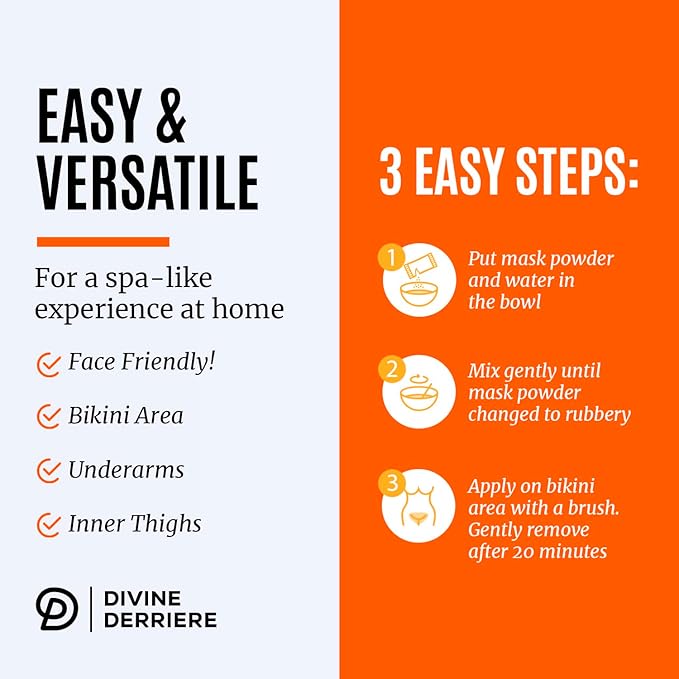 Divine Derriere Vajacial Hydrogel Mask - Premium Modeling Mask with Turmeric & Vitamin C - Deeply Purifying & Super Hydrating Facial and Vajacial Mask, Peel-Off Mask, Hydro jelly Mask Powder Kit-BrightBean Baby