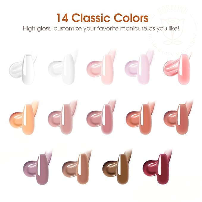 ROSALIND Poly Nail Gel Kit -14 Colors +72 Nail Art Accessories kit Clear Nude Poly Nails Gel Kit Starter Kit with Mini UV Lamp Slip Solution Basic Tools for Beginners with Everything-BrightBean Baby